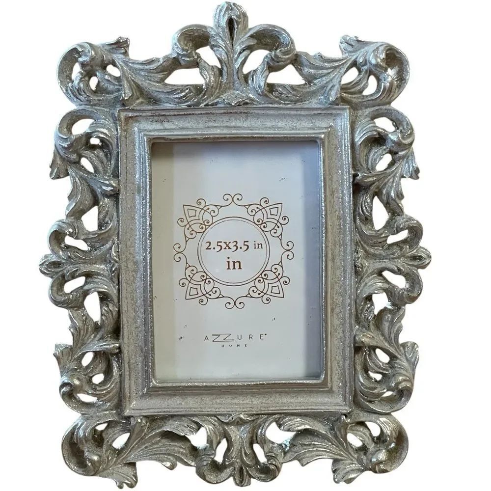 Azzure Silver Ornate 2.5” x 3.5” Picture Frame